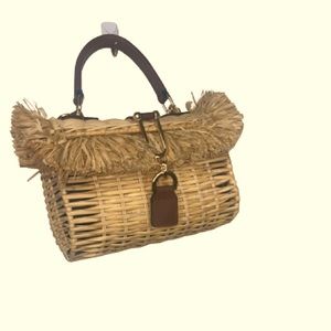 genuine leather Summer Beach bag Womens,Handmadesmall StrawTote bag straw bamboo
